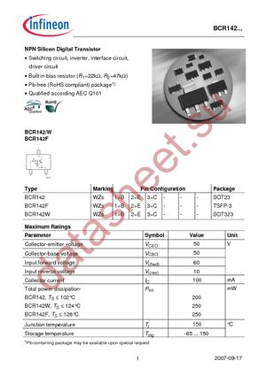 BCR 142 E6327 datasheet  